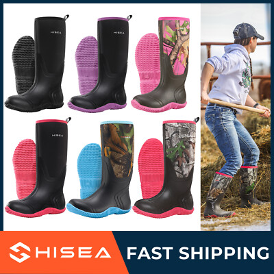 HISEA Women's Rain Boots Waterproof Garden Mud Work Boots Pull On Knee High Boot