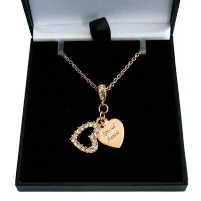 Roségold Halskette mit Gravur, personalisierter Herzanhänger, Geschenkverpackung