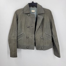 Fossil 502 Modern Vintage Sage Green Lamb Leather Coat Raglan Jacket Size Small