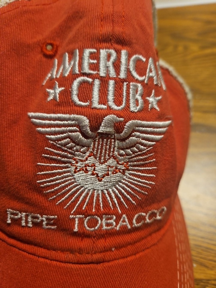 American Club Pipe Tobacco Red Snapback Baseball Cap Hat Trucker Mesh