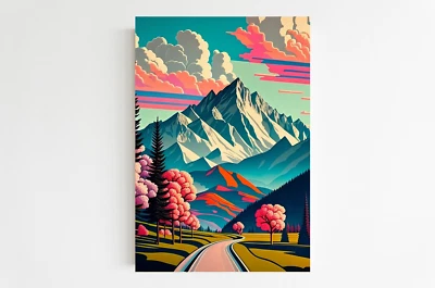 Wanddeko Orte & Sehenswürdigkeiten - Blick auf die Alpen, Pop Art - Poster - Bild 1 von 3