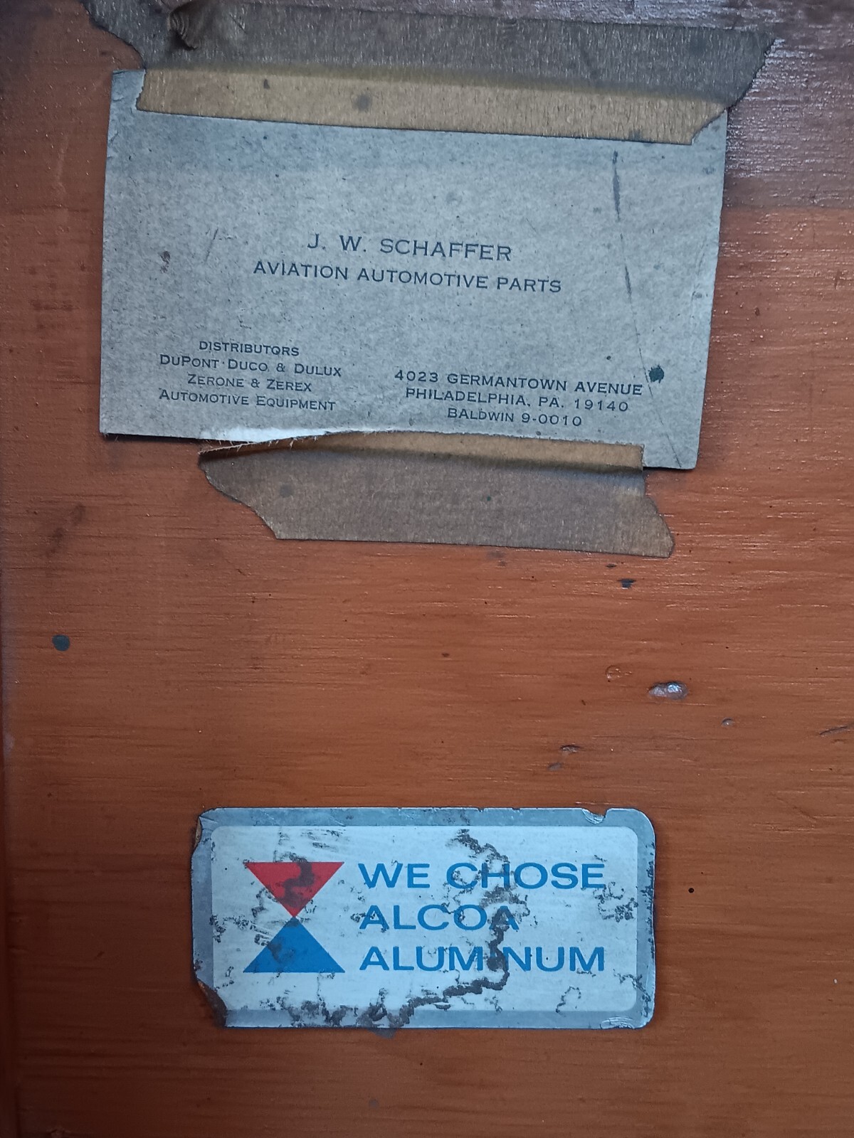 1960s Vintage Wood Tool Box Car Parts Stickers Champion Offenhauser