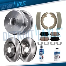 FWD Front Disc Rotors Brake Pads + Rear Drums Shoes for 03-08 Toyota Matrix Vibe