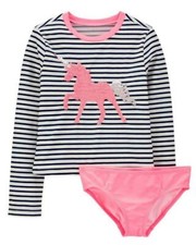 OSHKOSH B'GOSH Girl's 8 Flip Sequin Unicorn 2-Pc. Rashguard Swim Set NWT
