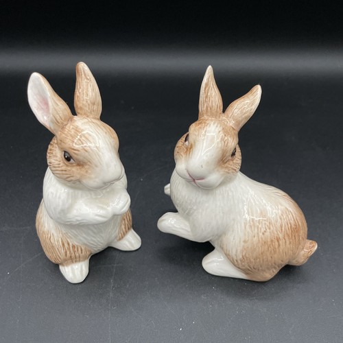 Bunny Rabbit Salt and Pepper Shakers - Brown and White Ceramic - Picture 6 of 6