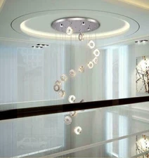 LED K9 Crystal Chandelier Stair Lamp Hanging Drops Light for Living Room Ceiling