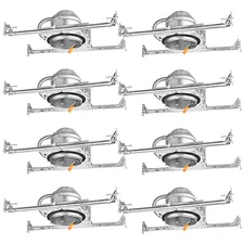8-PACK 4inch Shallow LED New Construction Recessed Housing, IC Rated & Air Tight