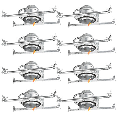 8-PACK 4inch Shallow LED New Construction Recessed Housing, IC Rated & Air Tight