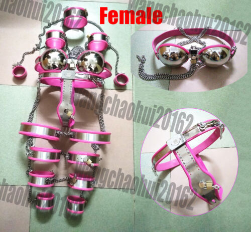 9pz Polsini Coscia Castity Cintura Acciaio Inox Braccio Polsini Coscia Caviglia Nuovo - Foto 11 di 12