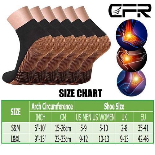 Calcetines de compresión de cobre para artritis deportes gimnasio alivio del dolor calor de tobillo unisex EE. UU. - Imagen 4 de 14