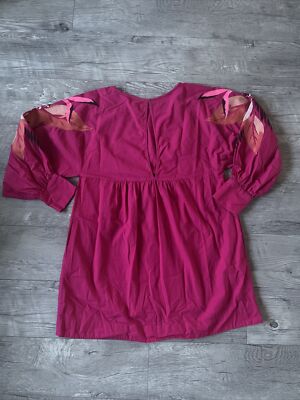 Free People Dress Womens Pink Embroidered Long Sleeve Pockets Small | eBay