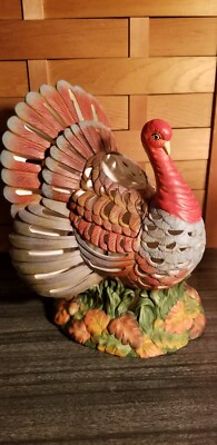 PartyLite Thanksgiving Turkey Porcelain Centerpiece Tea Light Candle Holder