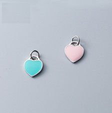 Pulsera colgante de ancla con dije de corazón de amor rosa azul esmalte de plata de ley de 1 pieza