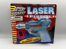 VINTAGE LASER PISTOL TOY 8 ELECTRONIC SOUNDS FLASHING LIGHT BATTERY OPERATED #3