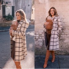 Gal Meets Glam Brownyn Removable Fur Collar White Plaid Winter Coat Large Nwt