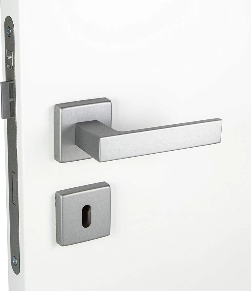 Coppia Maniglia Maniglie Quadrata per Porte Interne Cromo Satinat SECONDA FASCIA - Immagine 3 di 4