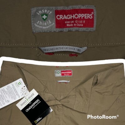 Craghoppers Women's Nosilife Insect Shield UPF 50+ Shorts Mushroom Size  US
