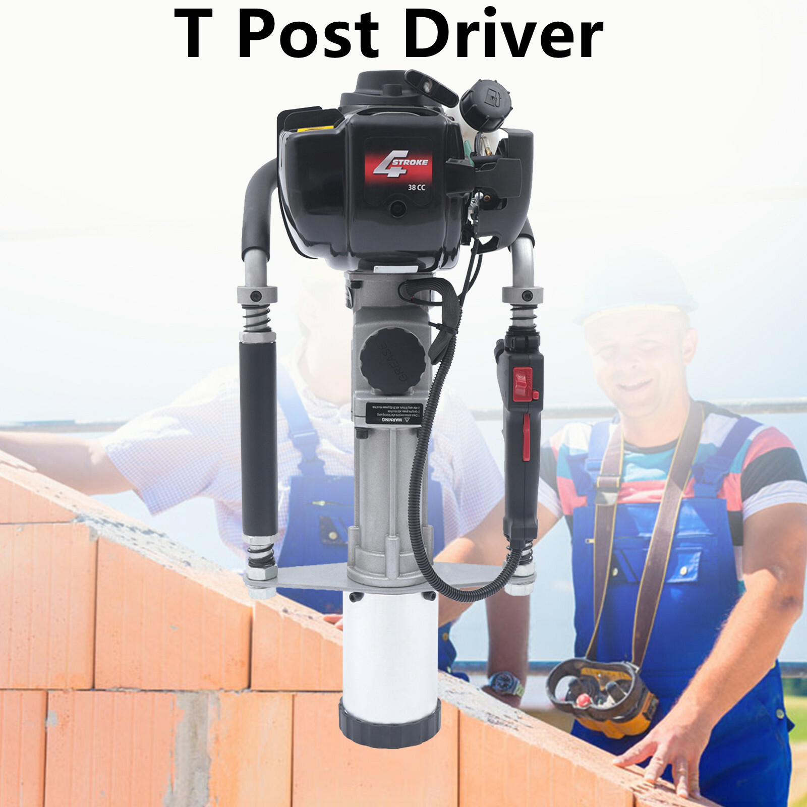 37.7CC   Driver 4 Stroke Gas-Powered Pile Fence Push Pounder Heavy Duty New