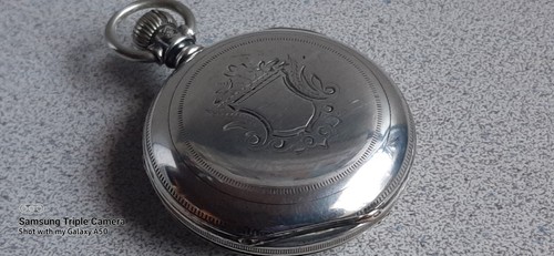 ANTQ 18S MODEL4 COIN SILVER LEVER SET ELGIN SIDEWINDER POCKET WATCH~KEEPS TIME  - Picture 6 of 17