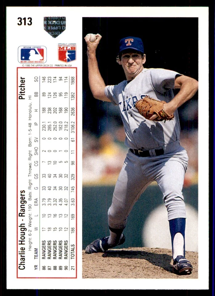 1991 Upper Deck Charlie Hough Texas Rangers #313 - Image 2 of 2