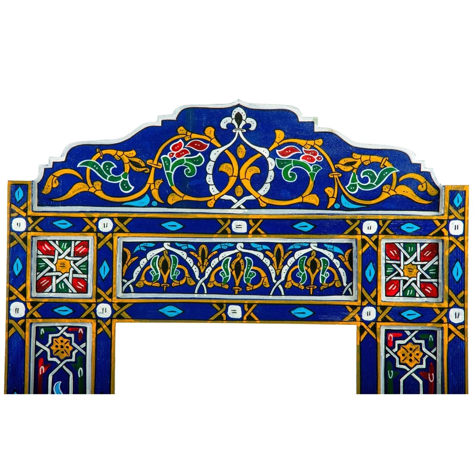 Marco de piso de longitud completa azul marino para espejo, pintado a mano marroquí (sin vidrio) Foto 3 de 4