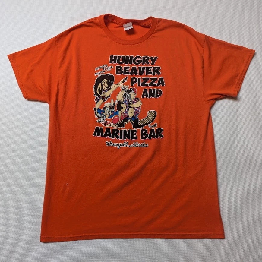 T-shirt De Surf Vintage Hanes Années 80 - Orange - Taille L - Fabriqué Aux USA - Happy Shirts