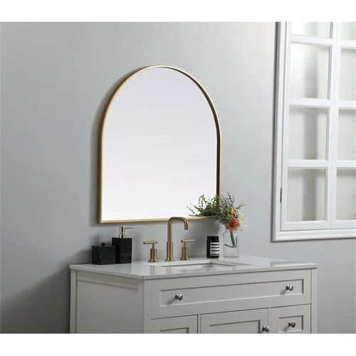 Elegant Decor Ayra 30x30" Arch Modern MDF Wood/Iron Mirror in Brass - Picture 9 of 9