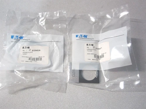 Eaton Cutler (E22NS26) Open/Close Rectangular Aluminum Legend Plate - Lot of 2
