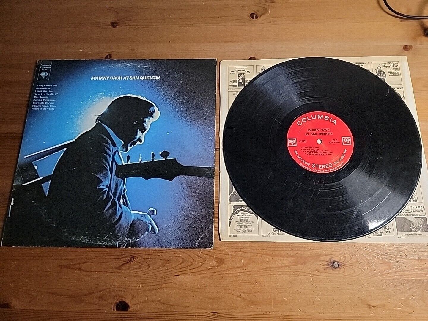 Vintage 1969 Johnny Cash "At San Quentin" LP - (CS-9827) Scratched NOT Tested
