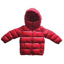 Polo Ralph Lauren Red Puffer Jacket Kids Sz 5 Removable Hood