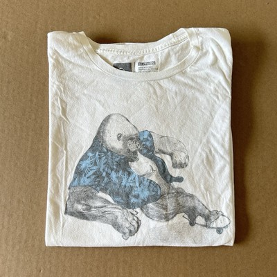 Rare Quicksilver Skater Gorilla Graphic Tshirt Sz XL Crewneck Short Sleeve 2000s