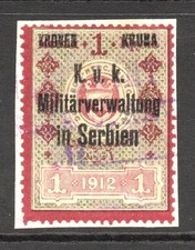Serbia 191x Austrian Military Occupation 1k Revenue Used - S62811