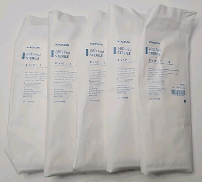 McKesson Abdominal ABD Pads Gauze Bandage Pads 8'' X 10'' Sterile 16-4254 | 5 Pack