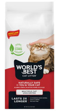WORLD'S BEST CAT LITTER Multiple Cat Unscented, 32 lb, Natural, Quick Clumping,