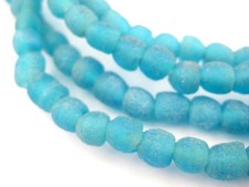Sapphire Recycled Glass Beads 7mm Ghana African Sea Glass Blue Round Handmade
