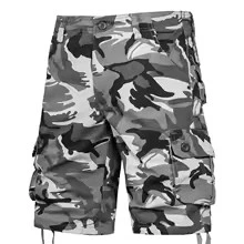 Mens Camo Cargo Shorts Casual Outdoor Cotton Half Pants with Side Pockets