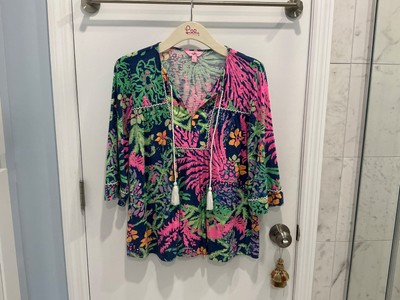 Lilly Pulitzer Tilda Tunic in Indigo All A Glow Neon Top Shirt Small