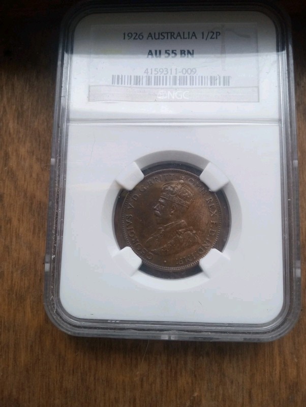 1926 Australia 1/2 Penny NGC AU 55 BN