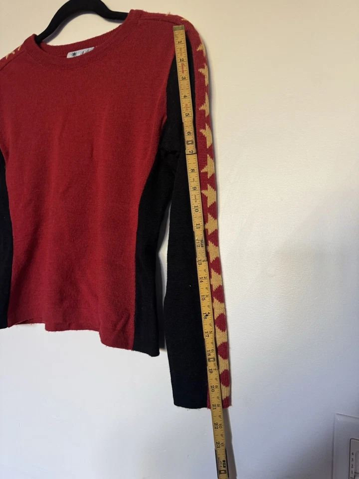 Vintage RARE Y2K Free People Mid-1990s red sweater gold stars on sleeves Size S - Image 4 of 4