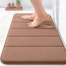 OLANLY Memory Foam Bath Mat 35x16, Super Soft Absorbent 35" X 16", Mocha