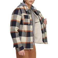Levi's Plaid Sherpa Lined Hoodie Jacket Size S Insulated $148 Levis