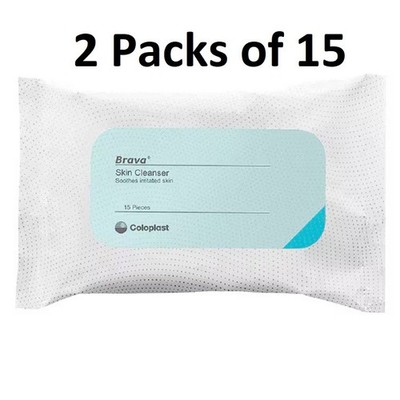 2 Coloplast Brava Skin Cleanser Wipes Moisturizing Cleansing wipe for sooth skin