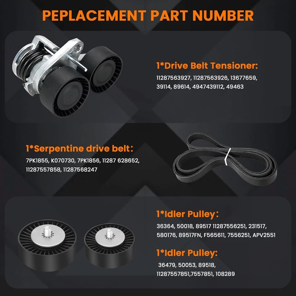 Belt Tensioner Assembly Idler Pulley Drive Belt Kit For BMW 135i 335i is xi Foto 4 de 4