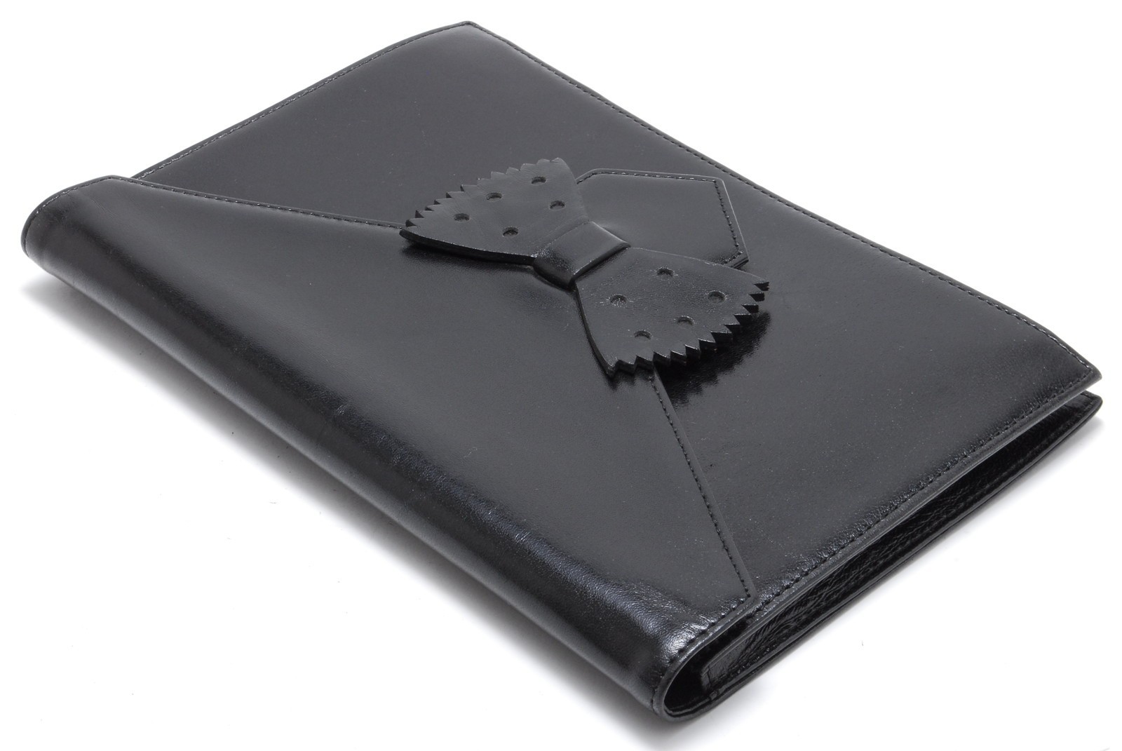 Yves Saint Laurent YSL pochette s borsa nastro pelle nera