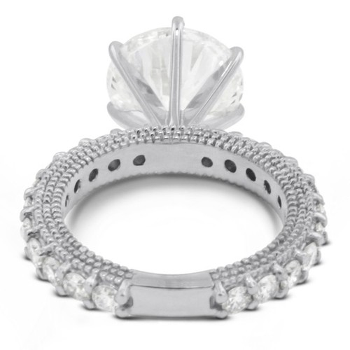 Anillo de oro blanco con diamantes naturales brillantes redondos D SI2 3,21 ctw D SI2 - Imagen 5 de 17
