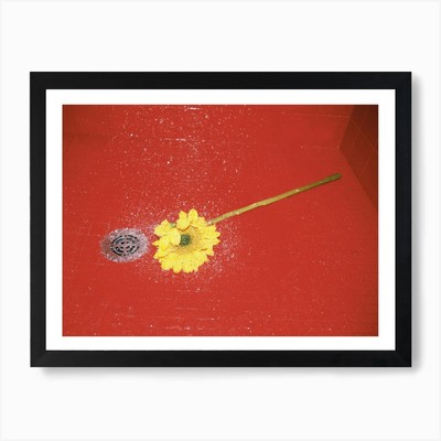 Sonnenblume Pop Art rote Dusche Vintage gerahmtes Wandbild Poster Leinwanddruck Bild