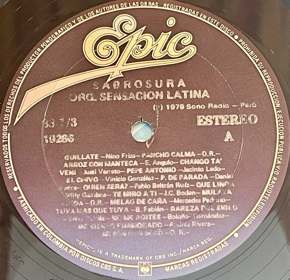 Orquesta Sensacion Latina ‎– Sabrosura - Salsa, Guaguanco Epic Colombia 1979 - Image 3 of 4