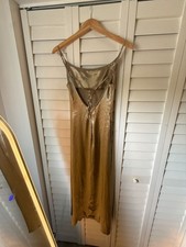Mew Mews Sandra Satin Backless Maxi Dress in Gold