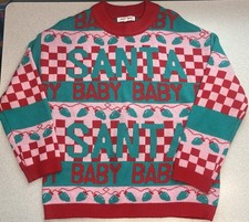 Grayson/Threads Santa Baby Crewneck Sweater Women  s XS Green Red Pink Christmas