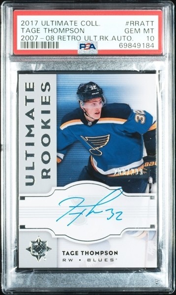 2017-18 Ultimate 2007-08 Retro Rookie Auto RRA-TT Tage Thompson 209/299 PSA 10